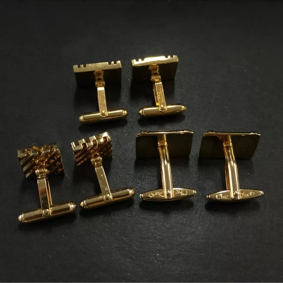 Authentic Christian Dior Yves Saint Laurent Gold Tone Cufflinks & tie clip PICK1 - Picture 4 of 11